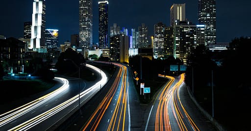 Image of highway  traffic at night. Increase blog traffic