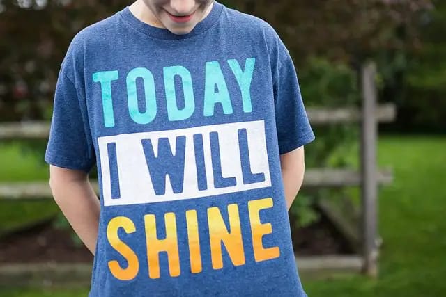 T-Shirt that says "Today I will Shine" 50 Abundance Affirmations